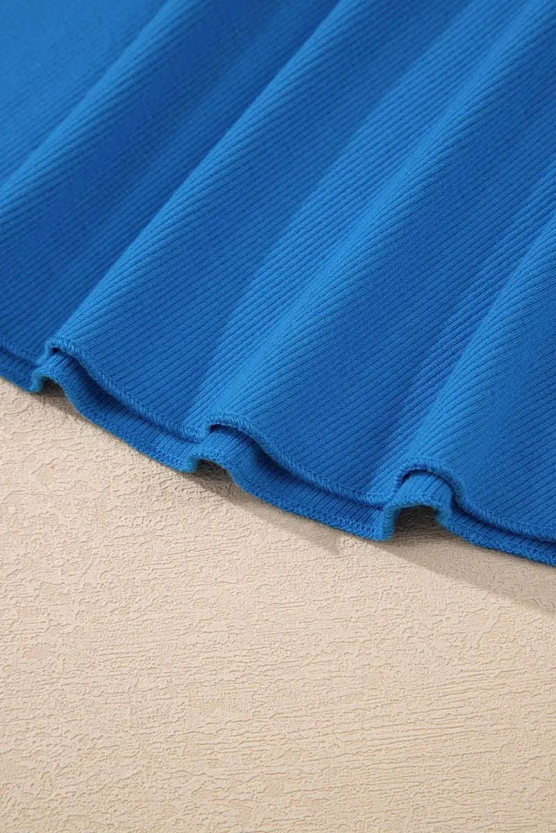 Blue A-line Draped High Waist Phone Pocket Lined Skort - Love Salve